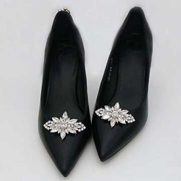 Polkar 2 Pairs Decorative Shoe Clips Jewelry Crystal Decoration Charms Wedding Party Accessories (3 Flower)