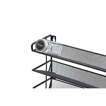 GONGSHI 3 Tier Spice Rack Organizer with 21 Empty Spice Jars, 386 Spice Labels, Pen and Funnel Set for Countertop Cabinet Pantry or Wall Door Mount - Black