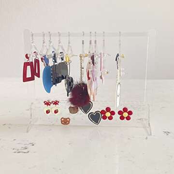 lemonadeus Cute Earring Rack Holder Coat Hangers Stand Unique Earring Closet Acrylic Earring Display Stand Earrings Organizer Ear Stud Holder (crystal clear)