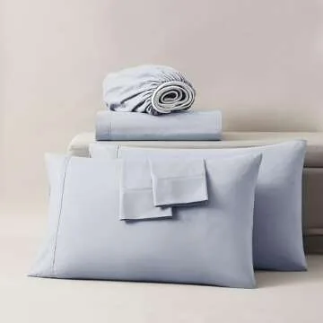 Nestl Extra Deep Pocket King Sheets Set - 6 PC Soft Microfiber Extra Deep Pocket King Size Sheets - Fade Resistant Bedding Sheets & Pillowcases - King, Ice Blue