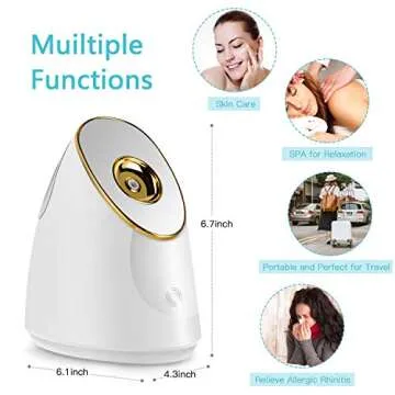 Nano Ionic Facial Steamer, Face Steamer for Deep Cleaning, Unclog Pores, Moisturize, Face Spa, 15 Min Warm Mist Humidifier Face Steamer with Blackhead Remover Kit, Hairband, Mask Brush