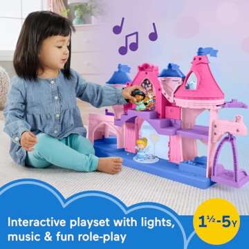 Fisher-Price Little People Toddler Toy Disney Princess Magical Lights & Dancing Castle Musical Playset for Pretend Play Ages 18+ Months​