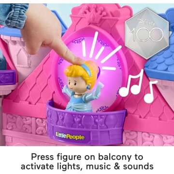 Fisher-Price Little People Toddler Toy Disney Princess Magical Lights & Dancing Castle Musical Playset for Pretend Play Ages 18+ Months​