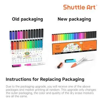 Shuttle Art Dry Erase Markers, 25 Pack, 20 Colors with 5 Bonus Black Fine Tips