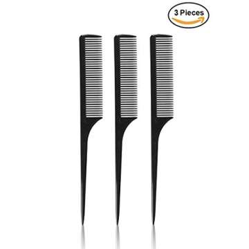 Eco Style Gel Black Castor & Flaxseed Oil, 32 oz (Including 3 Piece Rat Tail Hair Comb Set & 2 pc Colorful Handle Nylon Bristles Brushes)