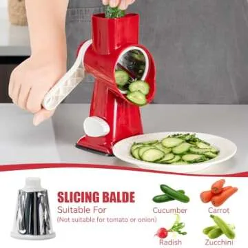 KEOUKE Rotary Cheese Grater - Versatile Kitchen Shredder with 3 Blades