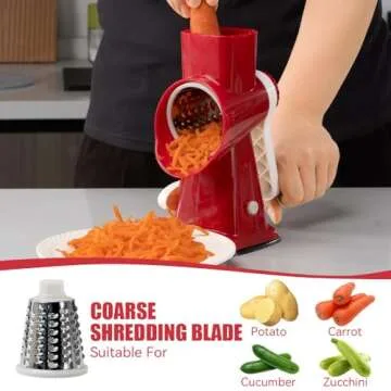 KEOUKE Rotary Cheese Grater with 3 Changeable Blades
