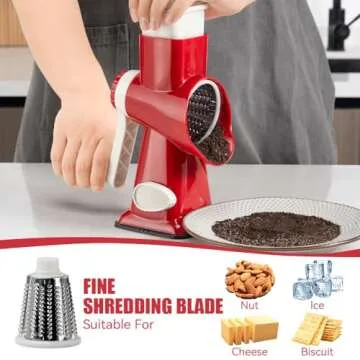 KEOUKE Rotary Cheese Grater with 3 Changeable Blades