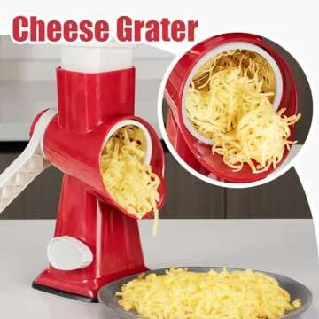KEOUKE Rotary Cheese Grater with 3 Changeable Blades