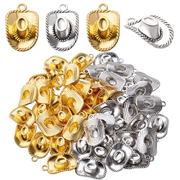 BronaGrand 50pcs Hat Charm Pendants for Creative Jewelry Making - Gold & Antique Silver