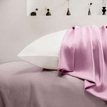 EXQ Home Silky Satin Pillowcase for Hair and Skin,Soft Cooling Pillow Cases Queen Size Set of 2 Satin Pillow Case with Envelope Closure Pink