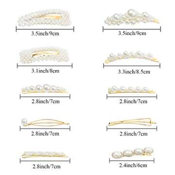 Joyeah 10PCS Sweet White Pearl Hair Clips for Women Girls,Elegant Flower Hair Clips Wedding Bridal Hair Barrettes Accessories
