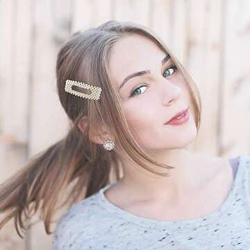 Joyeah 10PCS Sweet White Pearl Hair Clips for Women Girls,Elegant Flower Hair Clips Wedding Bridal Hair Barrettes Accessories