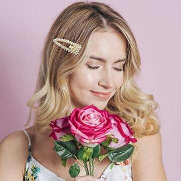 Joyeah 10PCS Sweet White Pearl Hair Clips for Women Girls,Elegant Flower Hair Clips Wedding Bridal Hair Barrettes Accessories