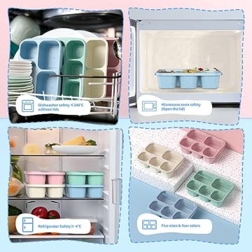 Bento Box 4 Pack Meal Prep Containers for Healthy Lunches