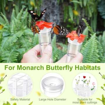 Willinglong 11 Pcs 60ml Large Floral Tubes with Rack Holder Set for Milkweed Cuttings Large Floral Water Tubes Detachable Flower Holders for Monarch Butterfly Habitat Flower Arrangements