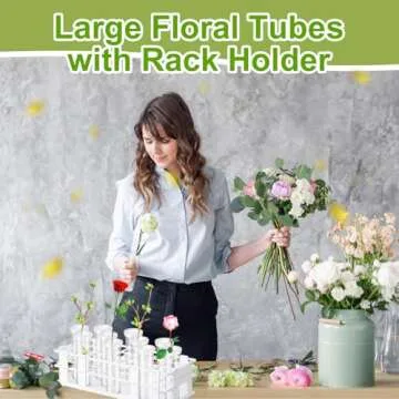 Willinglong 11 Pcs 60ml Large Floral Tubes with Rack Holder Set for Milkweed Cuttings Large Floral Water Tubes Detachable Flower Holders for Monarch Butterfly Habitat Flower Arrangements