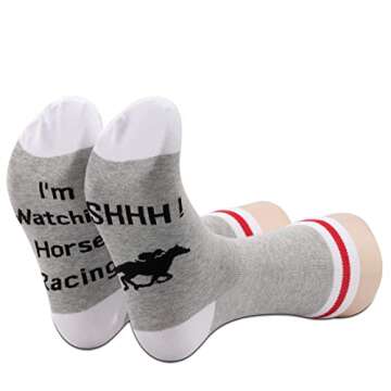 PXTIDY 2 Pairs Horse Racing Socks SHHH I'm Watching Horse Racing Novelty Socks Retirement Gift For Horse Racing Fans
