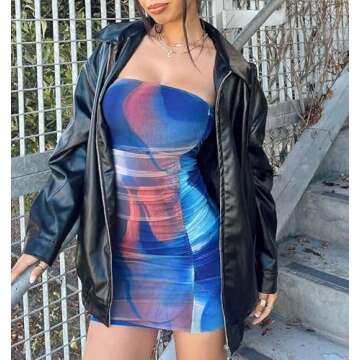 Sexy Strapless Off Shoulder Floral Mini Dress Sleeveless Bodycon Runched Tube Dress Backless Party C...