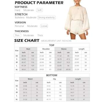 Arssm 2 Piece Sets for Women Casual Knitted Striped Crewneck Pullover Long Sleeve Sweater Shorts Lounge Outfits (Apricot-S)