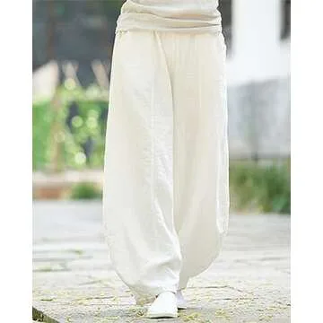 Stylish IXIMO Women's Cotton Linen Baggy Pants for Comfort