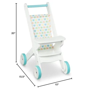 Melissa & Doug Wooden Doll Stroller for Kids - Durable & Stylish