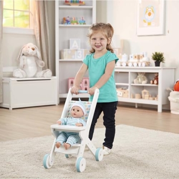 Melissa & Doug Wooden Doll Stroller for Kids - Durable & Stylish
