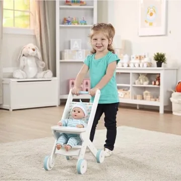 Melissa & Doug Wooden Doll Stroller for Kids - Durable & Stylish