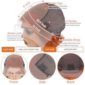 Daules 26 Inch 13×6 Ginger Lace Front Wigs Human Hair Orange Ginger Body Wave 13x6 HD Lace Frontal ...