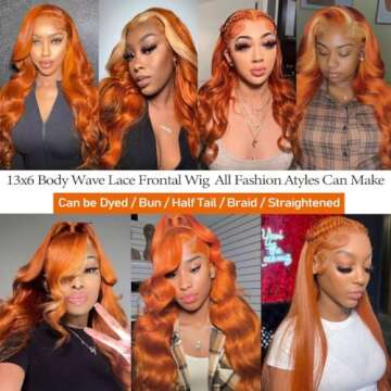 Daules 26 Inch 13×6 Ginger Lace Front Wigs Human Hair Orange Ginger Body Wave 13x6 HD Lace Frontal Wigs for Women 180% Density #350 Color Pre Plucked
