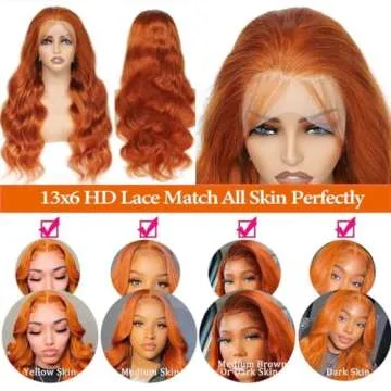 Daules 26 Inch 13×6 Ginger Lace Front Wigs Human Hair Orange Ginger Body Wave 13x6 HD Lace Frontal Wigs for Women 180% Density #350 Color Pre Plucked