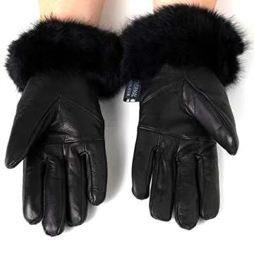 Stylish Alpine Swiss Women's Leather Gloves with Fur Trim