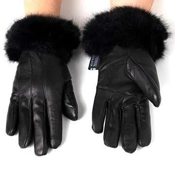 Stylish Alpine Swiss Women's Leather Gloves with Fur Trim