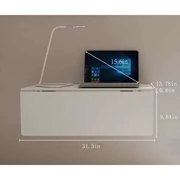 MCMACROS Wall Mounted Floating Folding Table, Drop Leaf Dining Table Small Wooden Desk for Office Home Kitchen(31.5" 23.6" (LW)), White