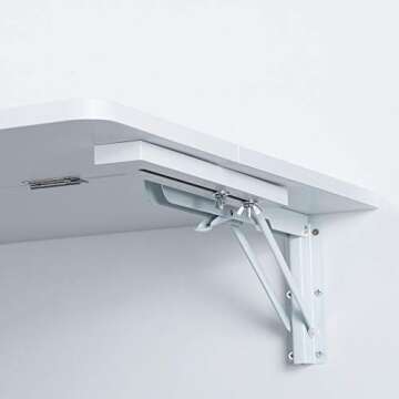 MCMACROS Wall Mounted Floating Folding Table, Drop Leaf Dining Table Small Wooden Desk for Office Home Kitchen(31.5" 23.6" (LW)), White