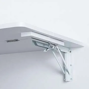 MCMACROS Wall Mounted Floating Folding Table, Drop Leaf Dining Table Small Wooden Desk for Office Home Kitchen(31.5" 23.6" (LW)), White