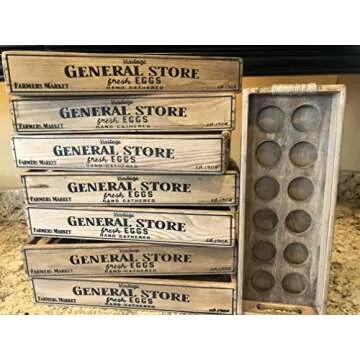 Liphontcta Wooden Egg Holder Crate Storage Box Rustic Farmhouse Decor for one Dozen (12) Garden Sculpture Outdoor Decoration