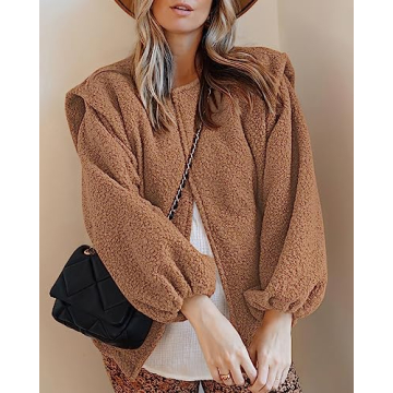 KIRUNDO Women's Sherpa Fleece Jacket - Stylish & Warm