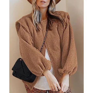 KIRUNDO Women's Sherpa Fleece Jacket - Stylish & Warm