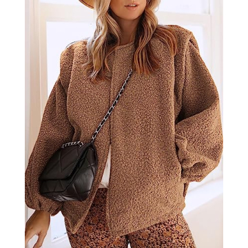 KIRUNDO Women's Sherpa Fleece Jacket - Stylish & Warm