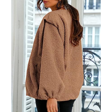 KIRUNDO Women's Sherpa Fleece Jacket - Stylish & Warm