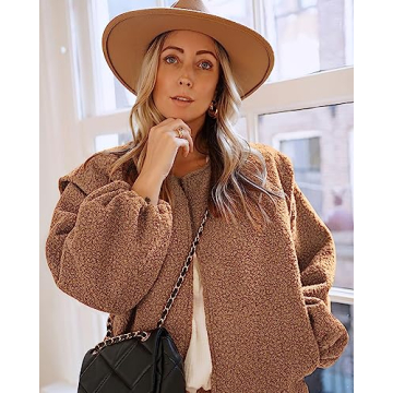 KIRUNDO Women's Sherpa Fleece Jacket - Stylish & Warm