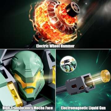 HIGH GODO Transforming Mech Robot Building Blocks Set,Destroy Warrior City Action Mech Model Building Kit, 542 Pieces Cool Robots Toys Gift for Adults and Kids Boys 6 7 8 10+