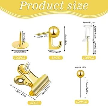 Elegant 310 Pcs Gold Decorative Push Pins Set