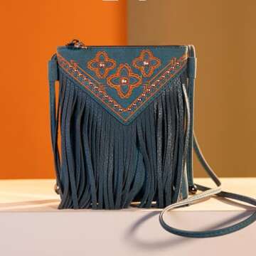 Montana West Crossbody Purse for Women Trendy Fringe Purses Western Cell Phone Crossbody Small Phone Purse Leather Womens Purses and Handbags Girls PH02-345TQ