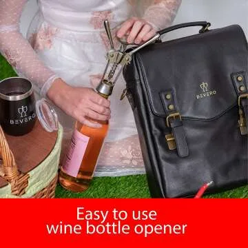Luxury Leather Wine Bag with Glasses & Opener