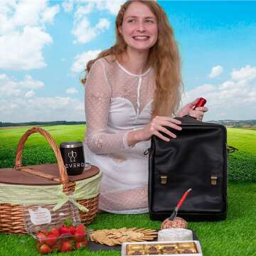 Luxury Leather Wine Bag with Glasses & Opener