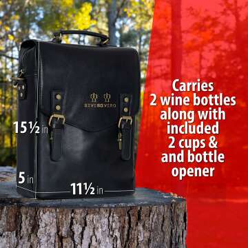 Luxury Leather Wine Bag with Glasses & Opener