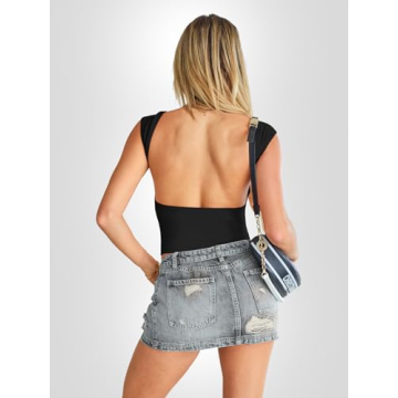 EFAN Womens Backless Top Cute Summer Crop Shirt