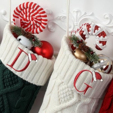 Takezuaa Christmas Stockings With Initials, Monogrammed Embroidered Holiday Decor